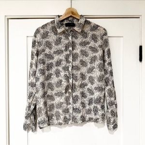 Storm & Marie Frog Print Button Front Shirt Blouse sz L